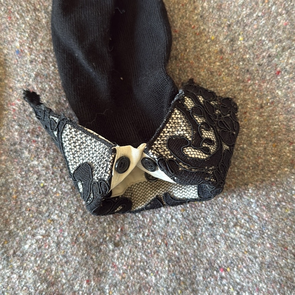 Alice + Olivia Black 100% Wool Sweater with Removable Lace Accents (Size S) - Picture 8 of 13